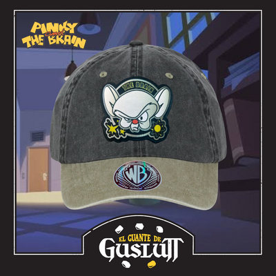 Gorra Animaniacs Pinky y Cerebro Gris/Beige Tipo Deslavada