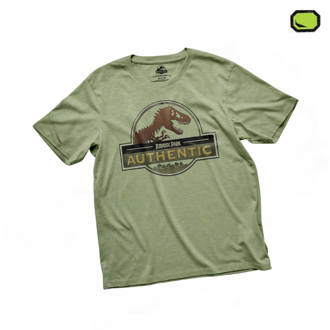 Playera Jurassic Park Authentic Logo Verde Jaspe
