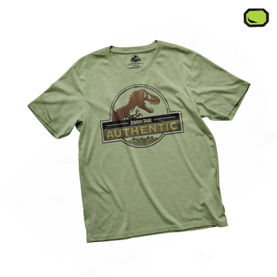 Playera Jurassic Park Authentic Logo Verde Jaspe