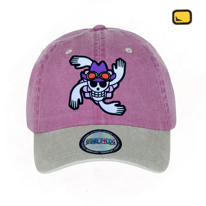 Gorra One Piece Bandera Nico Robin Uva/Beige Tipo Deslavada