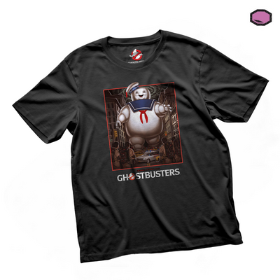 Playera Ghostbusters Mr. Stay Puft Póster Negra