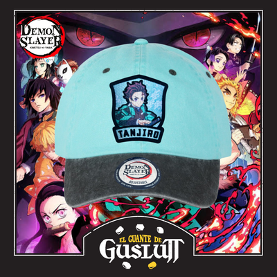 Gorra Demon Slayer: Kimetsu No Yaiba Tanjiro Kamado Menta/Gris Tipo Deslavada