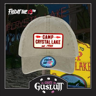 Gorra Friday the 13th Camp Crystal Lake est. 1935 Beige Tipo Deslavada