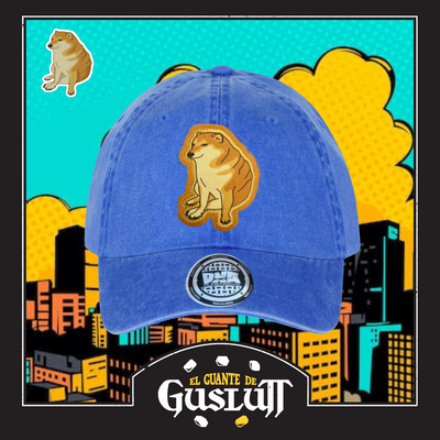 Gorra Cheems Azul Royal Tipo Deslavada