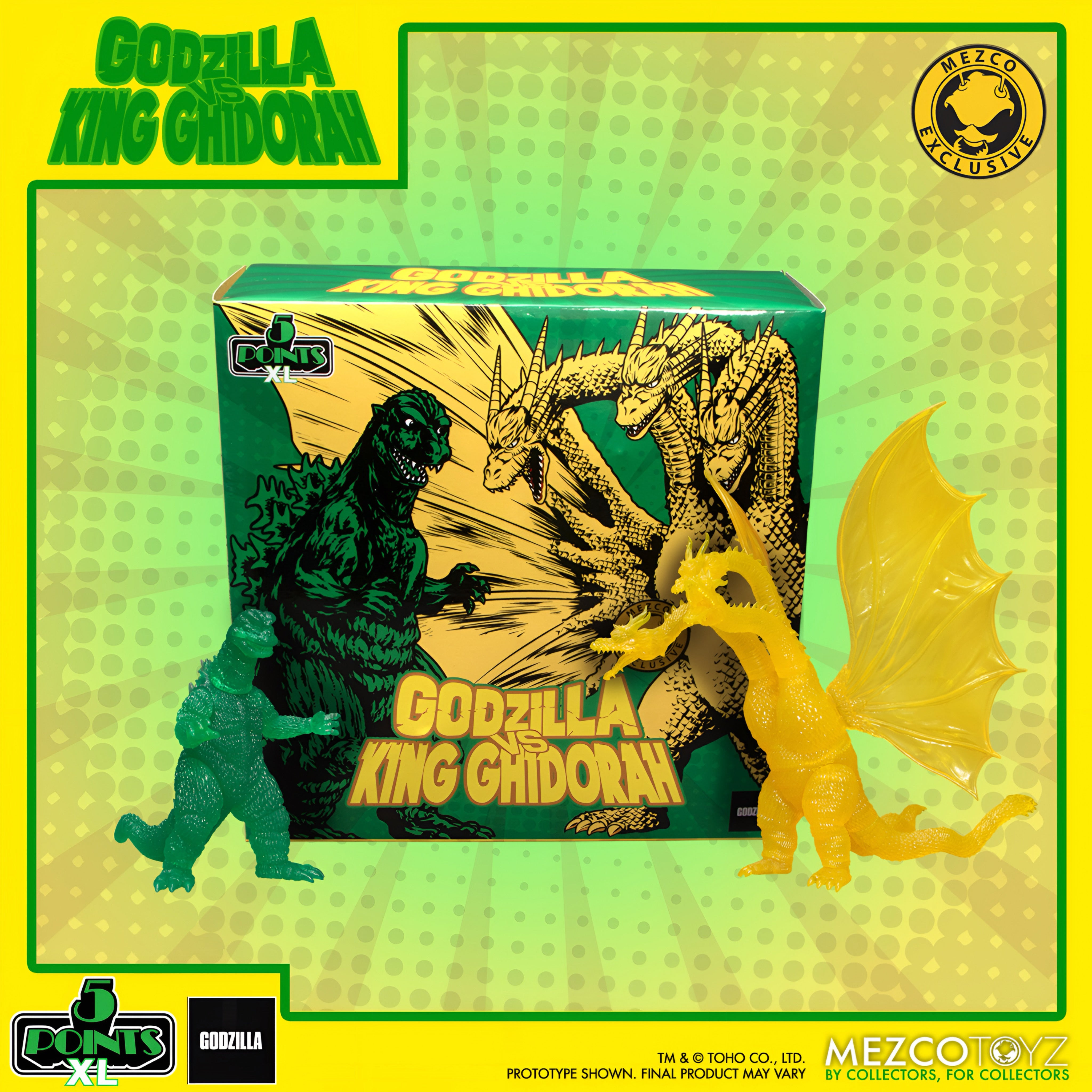 Set de Figuras Mezco Toyz Godzilla Destroy All Monsters Godzilla vs King Ghidorah 5 Puntos XL Edición Exclusiva
