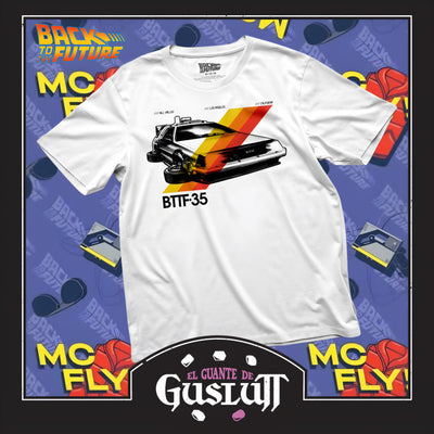 Playera Back to the Future Delorean Edición 35 Aniversario Blanca