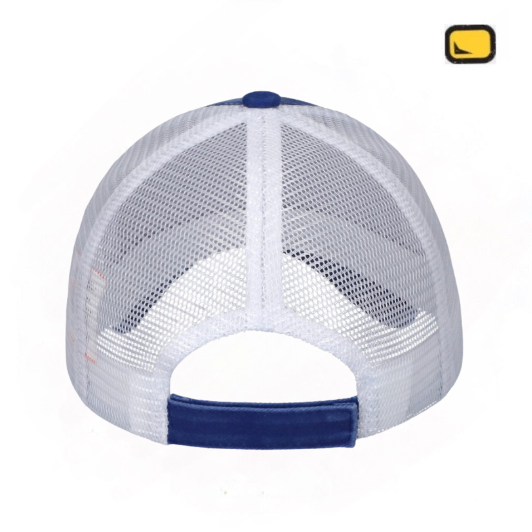 Gorra Nickelodeon Bob Esponja Krusty Krab Azul Royal/Blanca Tipo Trucker Deslavada
