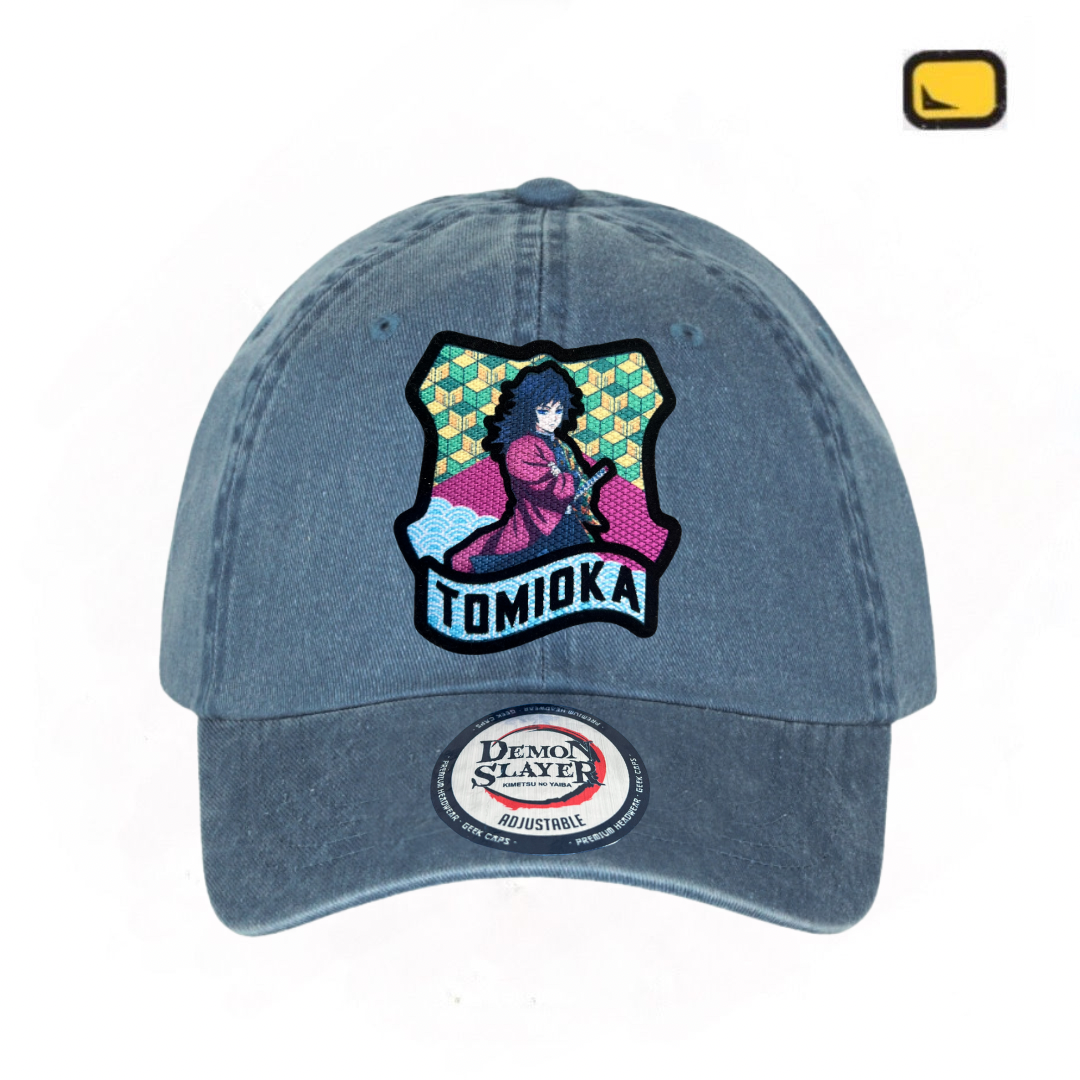 Gorra Demon Slayer: Kimetsu No Yaiba Pilar del Agua Giyu Tomioka Azul Tipo Deslavada