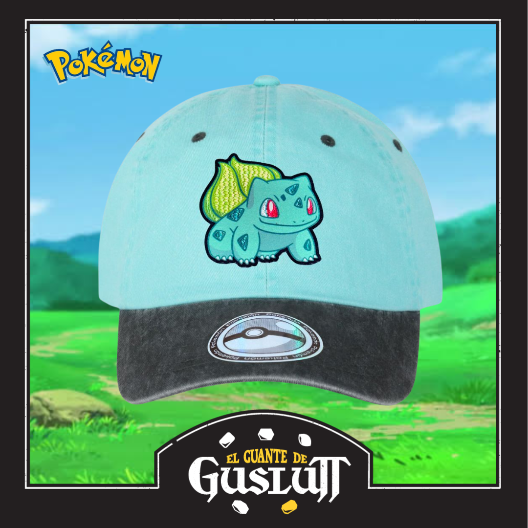 Gorra Pokémon Bulbasaur Menta/Gris Tipo Deslavada