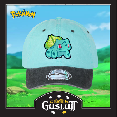 Gorra Pokémon Bulbasaur Menta/Gris Tipo Deslavada