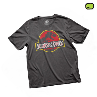 Playera Jurassic Park Logo Rojo Gris Oxford