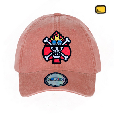 Gorra One Piece Bandera Portgas D. Ace Naranja Tipo Deslavada