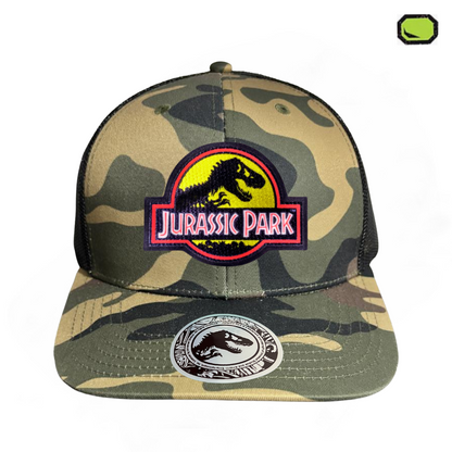 Gorra Jurassic Park “Yellow Classic Logo” Camo Premium Trucker