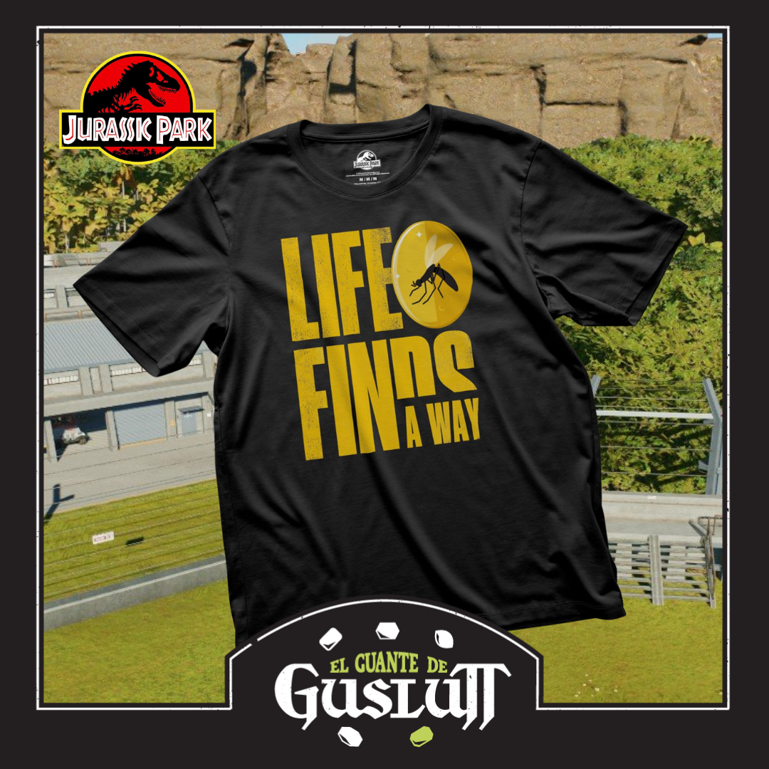 Playera Jurassic Park Life Finds a Way Negra