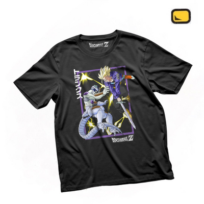 Playera Dragon Ball Z Trunks vs Freezer Negra
