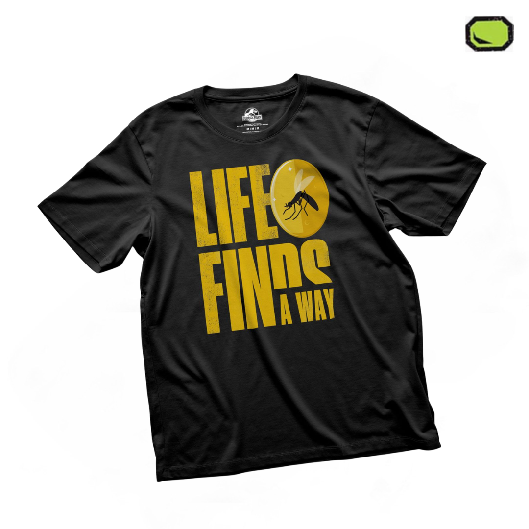 Playera Jurassic Park Life Finds a Way Negra