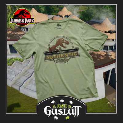 Playera Jurassic Park Authentic Logo Verde Jaspe