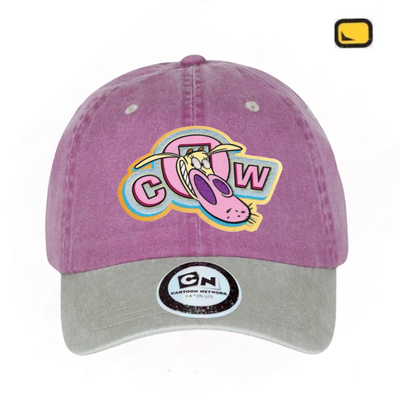 Gorra Cartoon Network La Vaca y el Pollito (Cow) Uva/Beige Tipo Deslavada