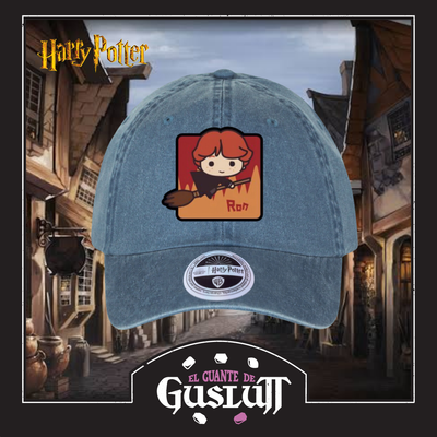 Gorra Harry Potter Chibi Ron Azul Tipo Deslavada