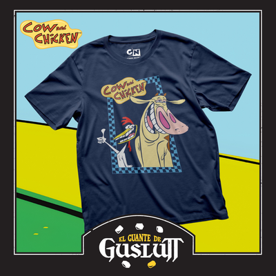 Playera Cartoon Network Cow and Chicken Azul Marino