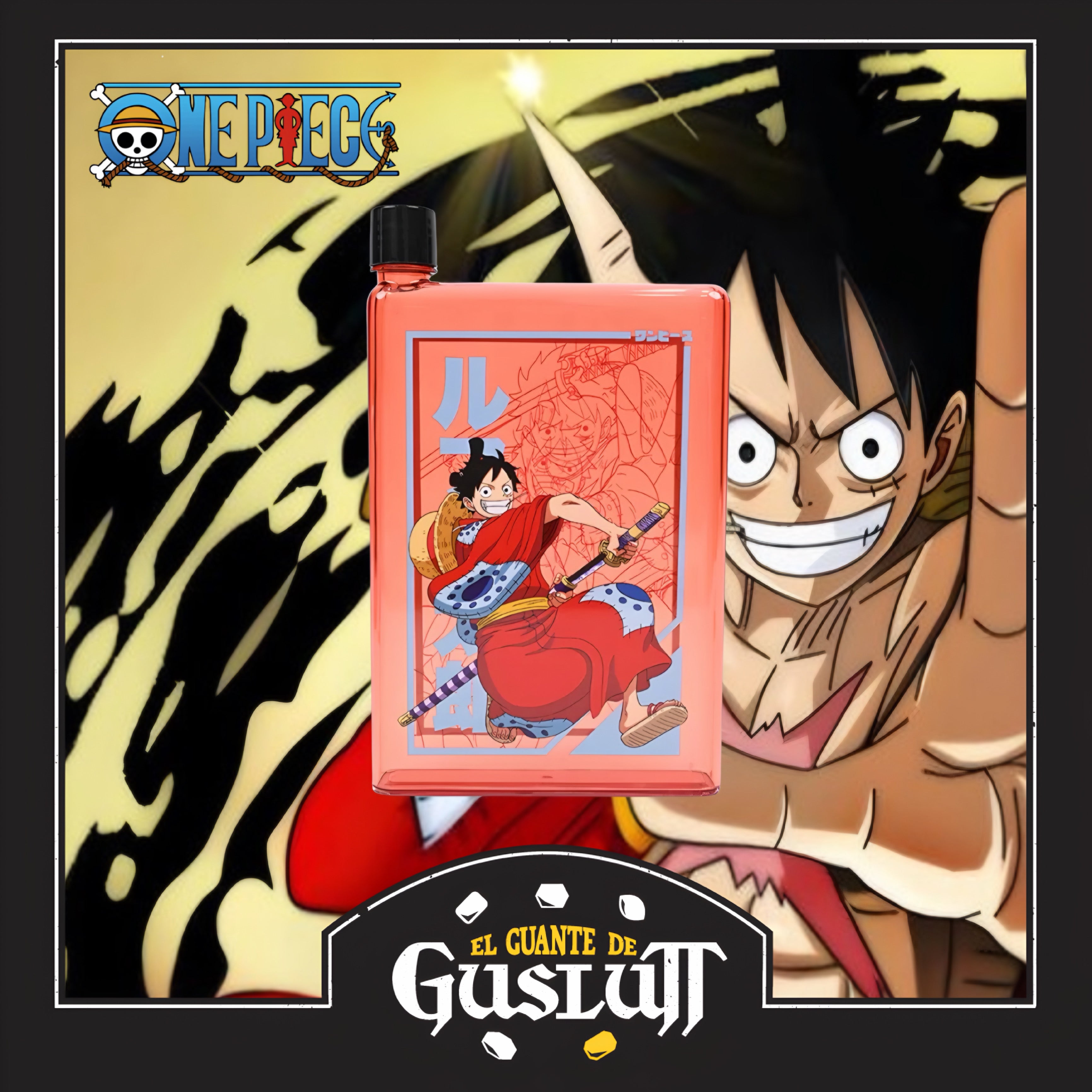 Botella Plana One Piece Wano Luffy D. Monkey Edición Limitada de 750 ml