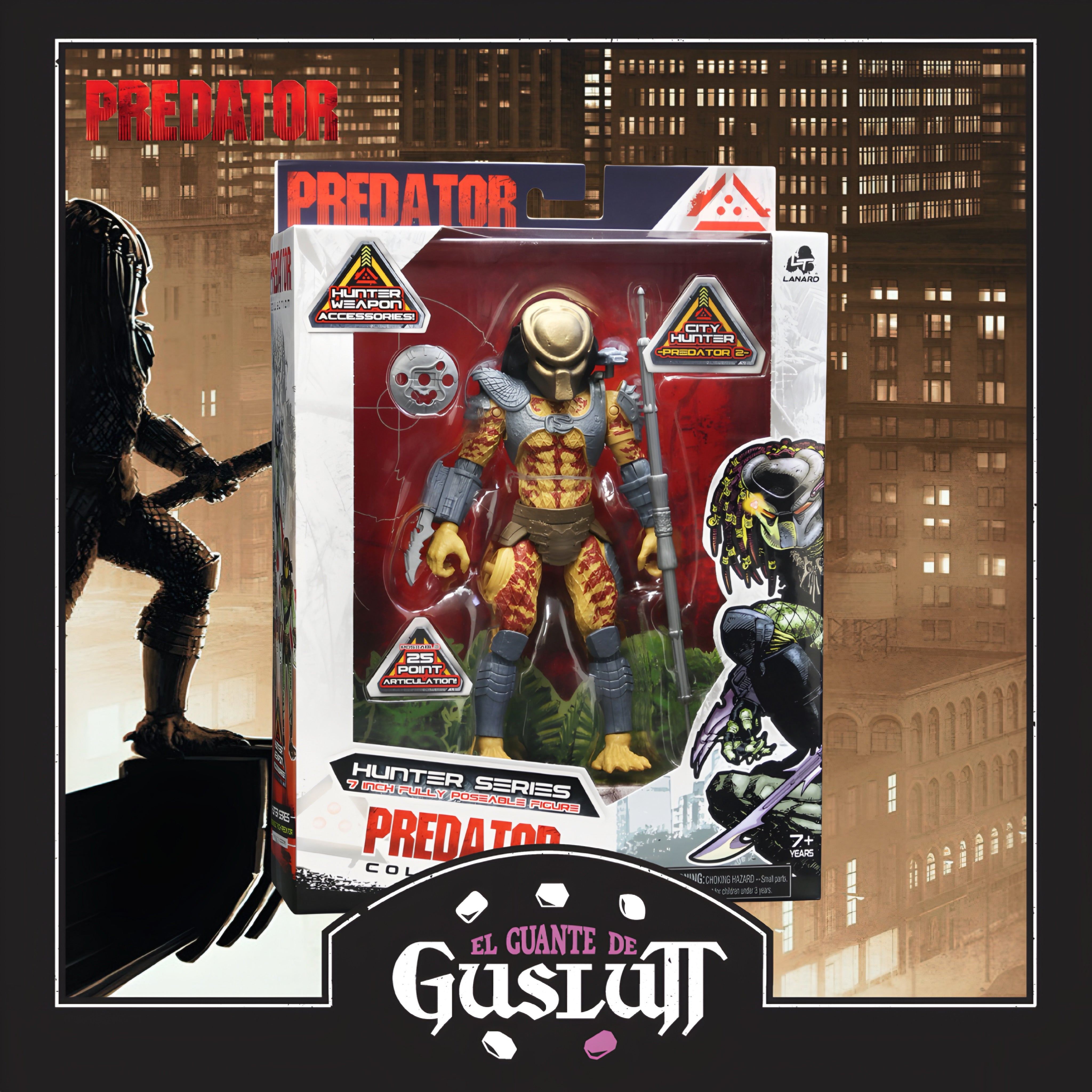 Figura Lanard Toys Predator 2 City Hunter Predator Escala 1/10