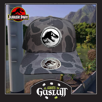 Gorra Jurassic Park Silver Logo Camo Tipo Trucker Premium