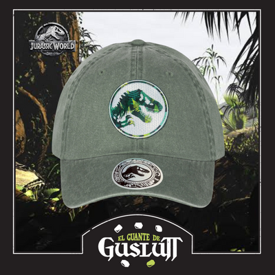 Gorra Jurassic World Logo Jungle Verde Tipo Deslavada
