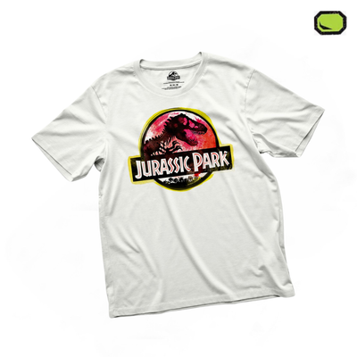 Playera Jurassic Park Logo Retro Desgastado Blanca