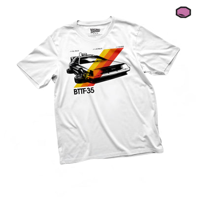 Playera Back to the Future Delorean Edición 35 Aniversario Blanca