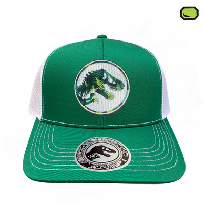 Gorra Jurassic World Logo Jungla Verde/Blanca Tipo Trucker Premium