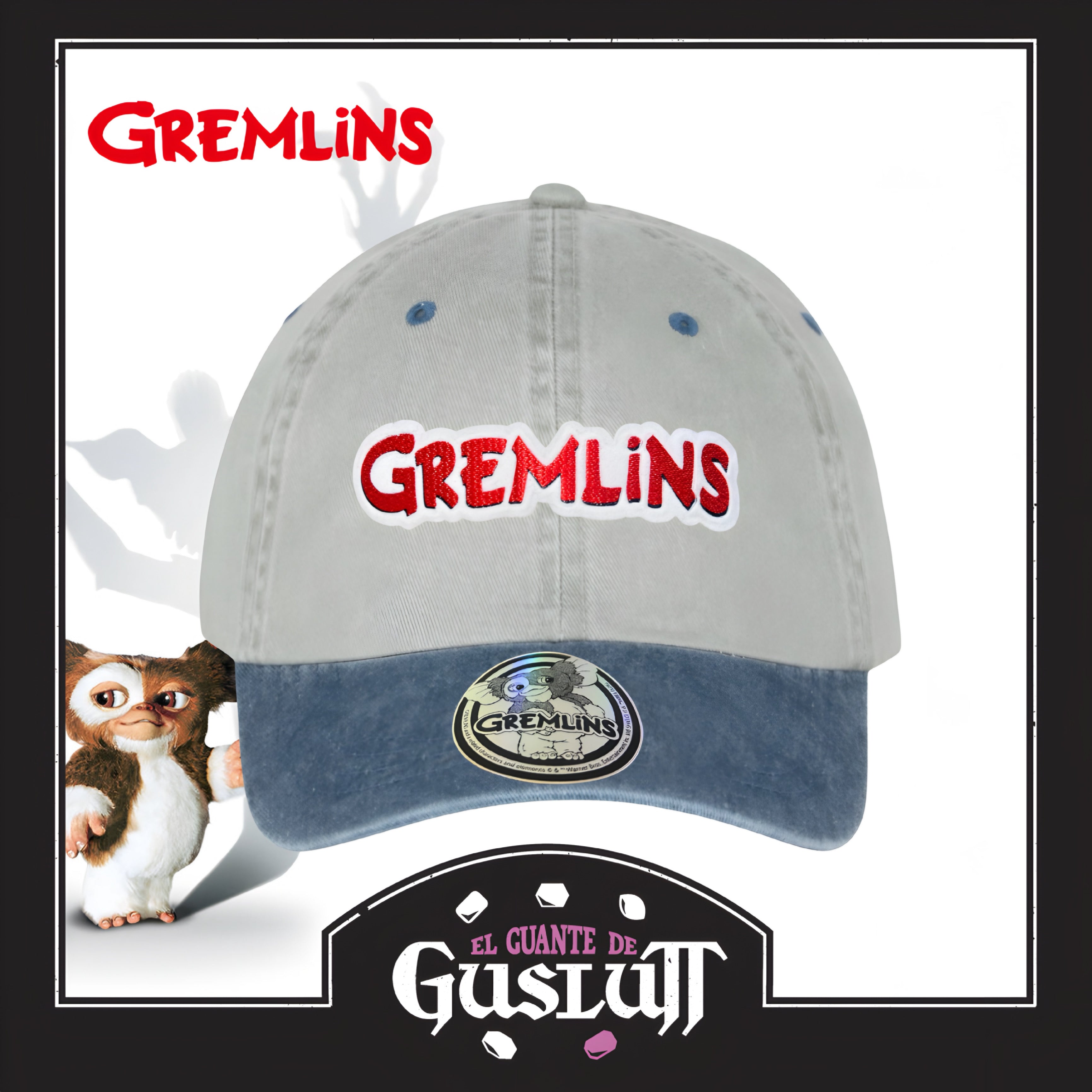 Gorra Gremlins Logo Clásico Beige/Azul Tipo Deslavada