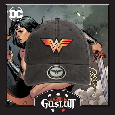 Gorra DC Comics Wonder Woman Logo Naranja Gris Tipo Deslavada