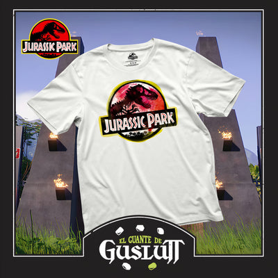 Playera Jurassic Park Logo Retro Desgastado Blanca