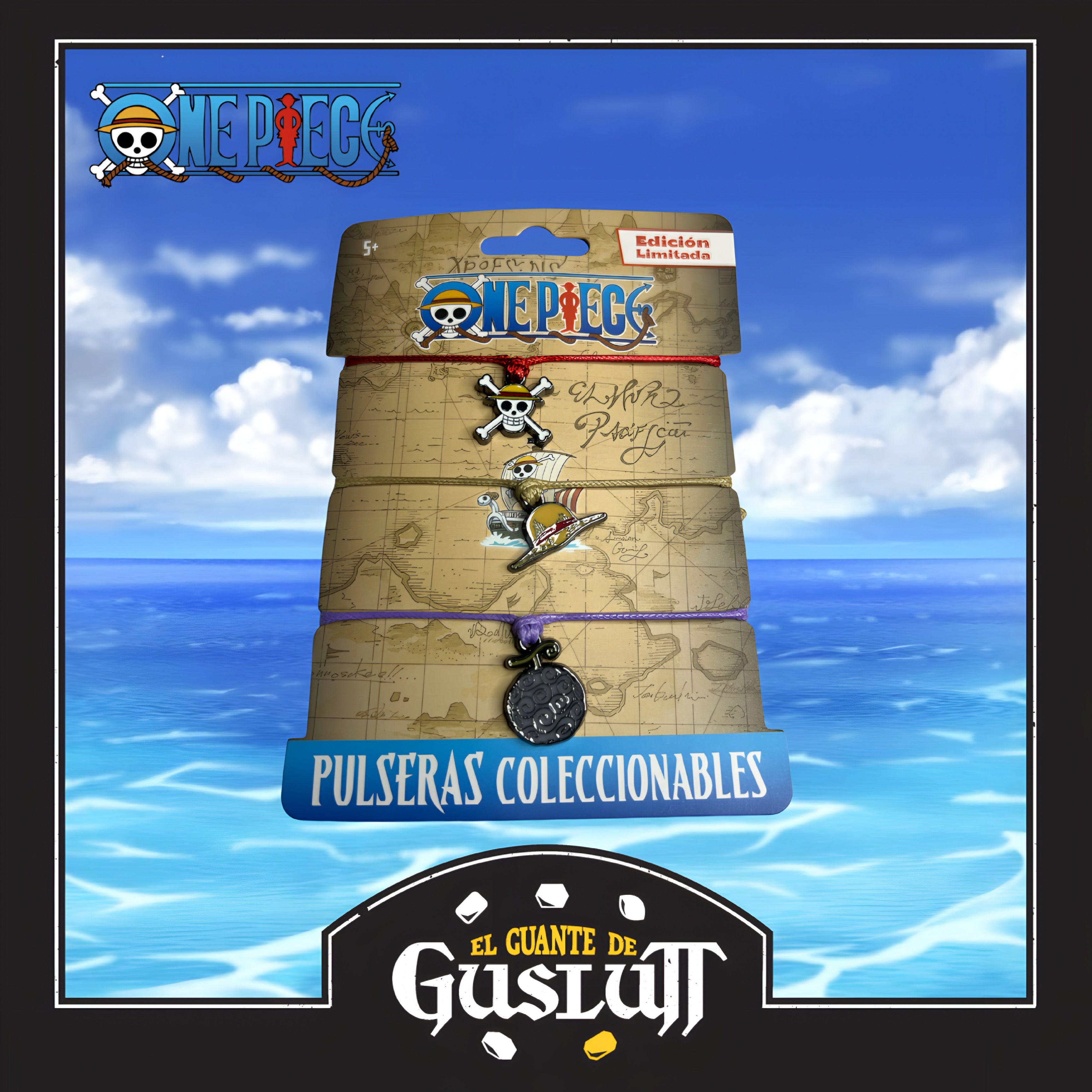 Set de Pulseras One Piece Luffy, Sombrero de Paja y Fruta Gomu Gomu Edición Limitada