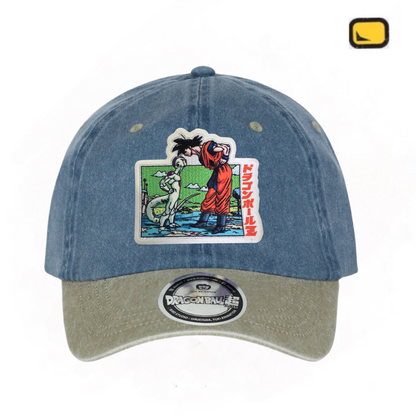 Gorra Dragon Ball Z “Goku vs Freezer” Azul-Beige Vintage