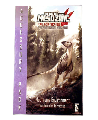 Figura Beasts of the Mesozoic Mountains Environment with Troodon Escala 1/18