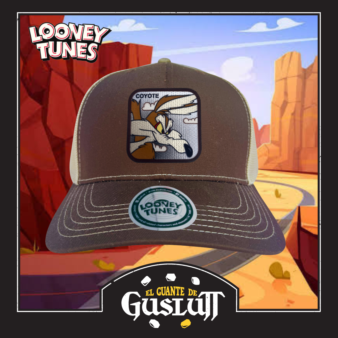Gorra Looney Tunes Wile E. Coyote Café/Beige Tipo Trucker Premium