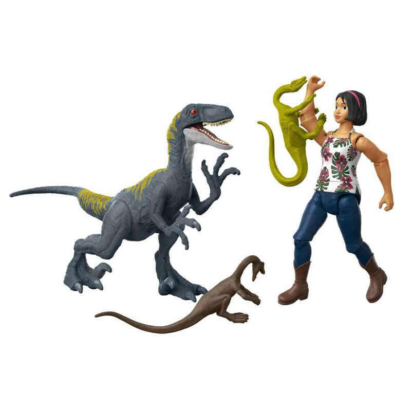 Jurassic World Camp Cretaceous Sammy and Velociraptor Figure Set