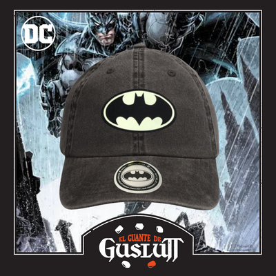 Gorra DC Comics Batman Logo con efecto de brillo en la oscuridad Gris Tipo Deslavada