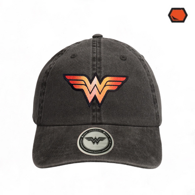 Gorra DC Comics Wonder Woman Logo Naranja Gris Tipo Deslavada