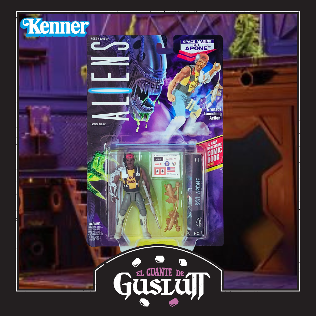 Figura Retro Kenner Aliens Space Marine Sgt. Apone con acción de ataque