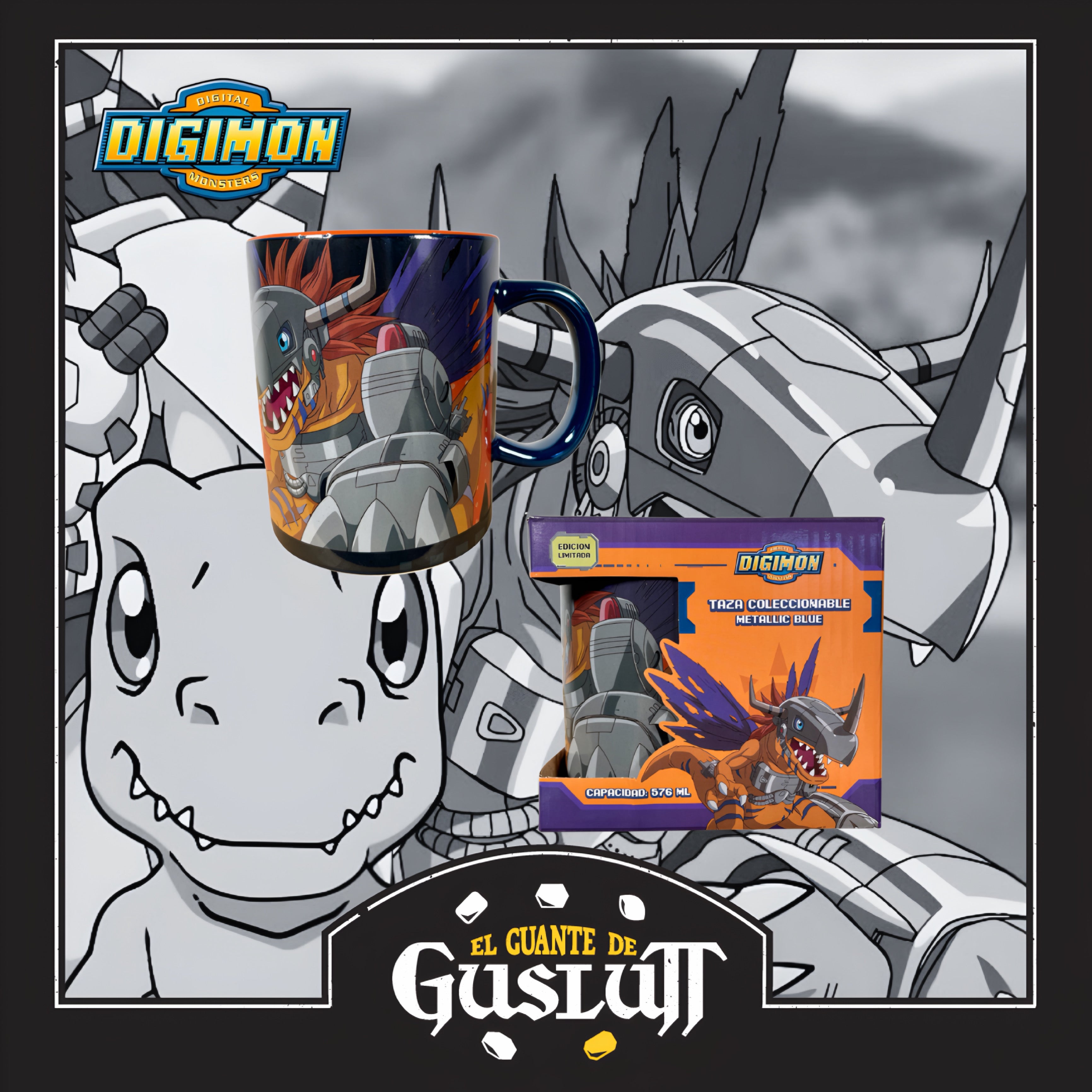 Taza Jumbo Digimon Metal-Greymon Edición Limitada