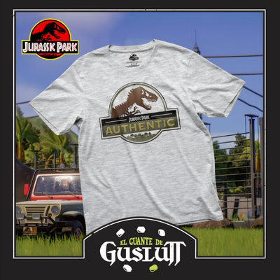 Playera Jurassic Park Authentic Logo Gris