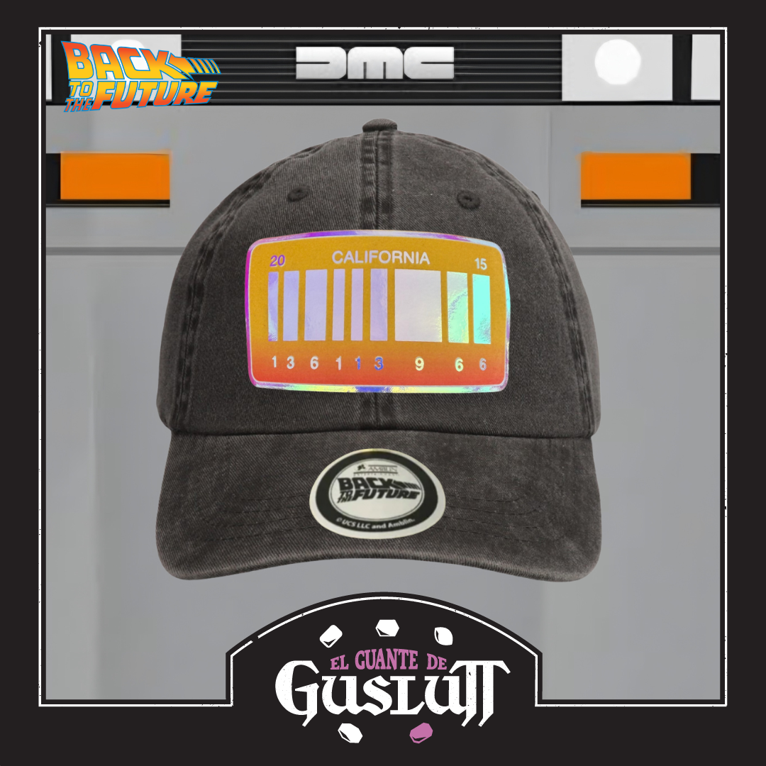 Gorra Back to the Future Delorean 2015 License Plate Gris Tipo Deslavada