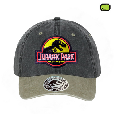 Gorra Jurassic Park Logo Clásico Amarillo Gris/Beige Tipo Deslavada