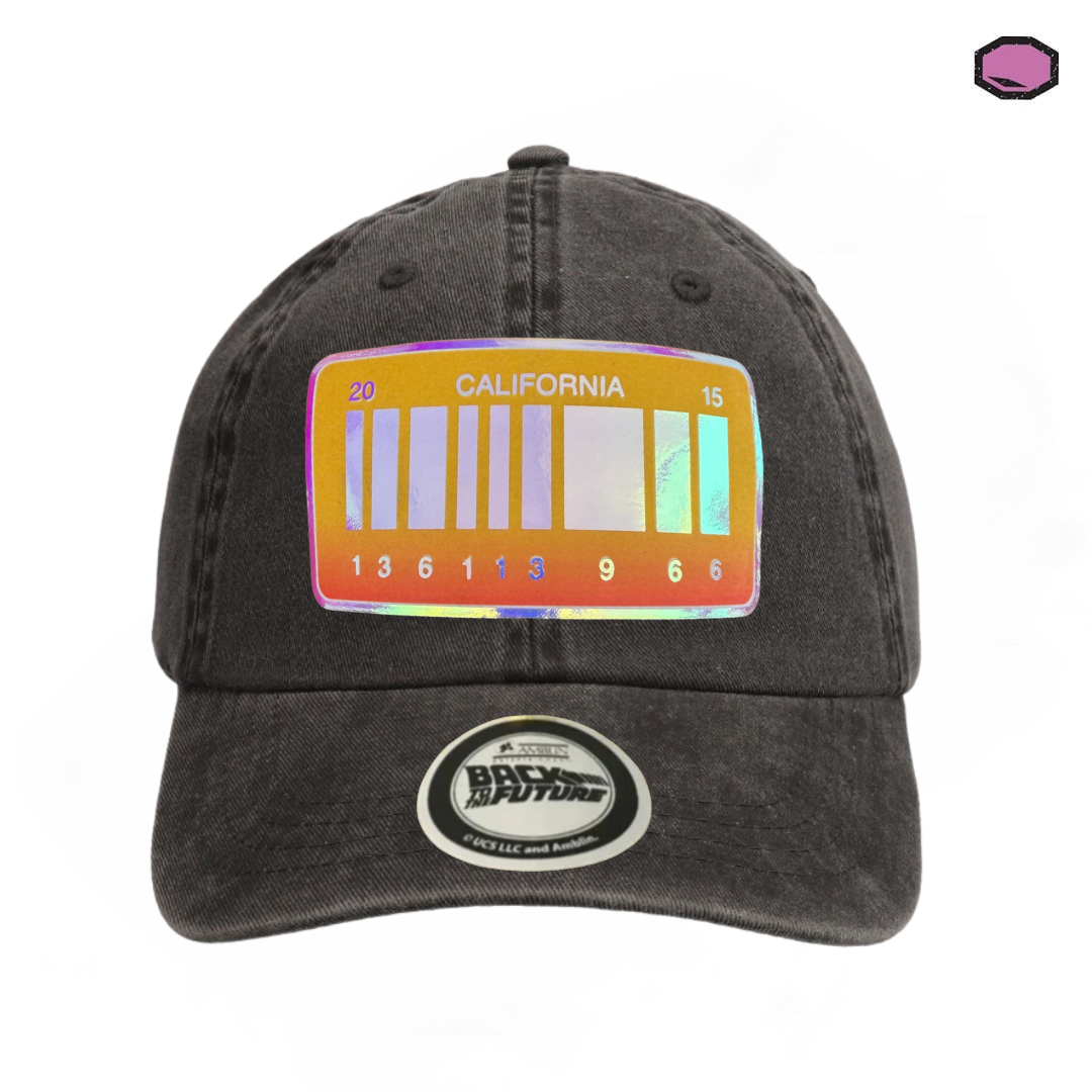 Gorra Back to the Future Delorean 2015 License Plate Gris Tipo Deslavada
