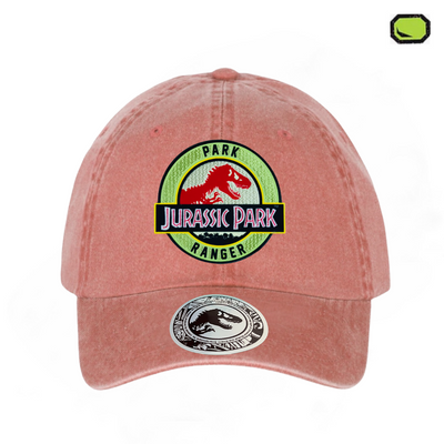 Gorra Jurassic Park Logo Ranger Naranja Tipo Deslavada