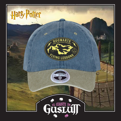 Gorra Harry Potter Hogwarts Flying Lessons Azul/Beige Tipo Deslavada
