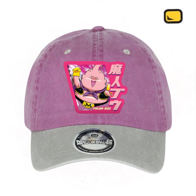 Gorra Dragon Ball Z Chibi Majin Buu Uva/Beige Tipo Deslavada